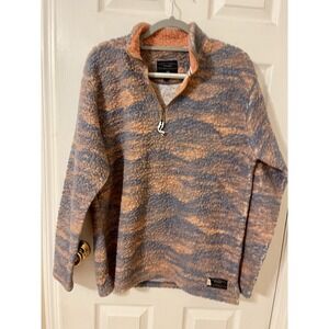 Southern Marsh sherpa fleece 1/4 zip pullover sweater men's M blue orange